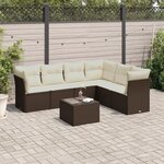 vidaXL Salon de jardin avec coussins 7 Pièces marron résine tressée