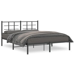 vidaXL Cadre de lit métal sans matelas et tête de lit noir 160x200 cm