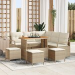 Ensemble de Canapés de Jardin de 9 pièces avec Coussins Beige Rattan Poly Acacia