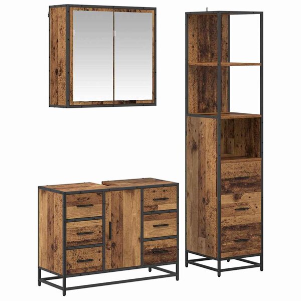 vidaXL Ensemble de mobilier de salle de bain 3 Pièces Bois ancien