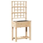 Jardinière avec treillis et étagère vidaXL 71x37x152 cm en bois massif de sapin