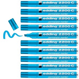Marqueur Permanent 2200C Corps Alu Pointe Biseau Bleu clair 1-5 mm x 10 EDDING