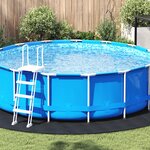 vidaXL Tapis de piscine noir Ø 396 cm  en tissu non tissé  rond.