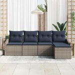 vidaXL Ensemble de Canapés avec coussin 5 Pièces Gris et marine polyrotin