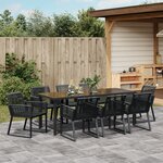 vidaXL Ensemble de salle à manger de jardin 9 pièces noir en Rattan poly