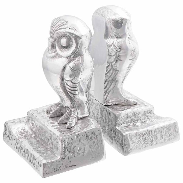 Serre-livres 2 Pièces Argent 12x9x19 cm Aluminium Hibou