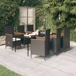 vidaXL Ensemble à manger de jardin avec coussins 7 Pièces Noir