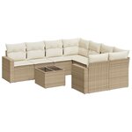 vidaXL Salon de jardin avec coussins 9 Pièces beige résine tressée
