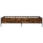vidaXL Cadre de lit chêne fumé 100x200 cm bois d'ingénierie et métal