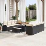 vidaXL Ensemble de canapé de jardin avec coussin 11 Pièces Noir et Crème
