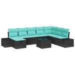 vidaXL Ensemble de canapé de jardin avec coussin 9 Pièces Noir polyrotin