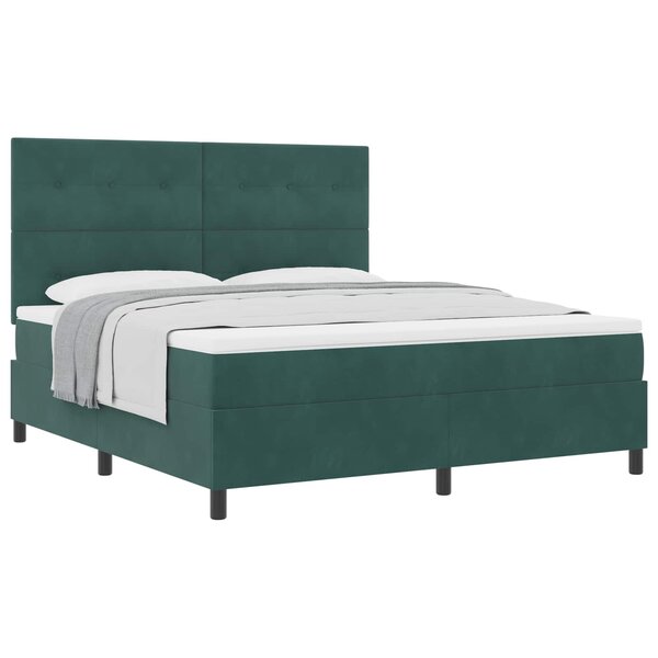 vidaXL Lit à ressorts avec matelas Vert foncé 180 x 200 cm Velours