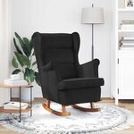 vidaXL Fauteuil à bascule à oreilles en velours noir bois massif