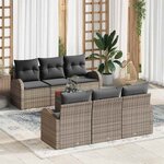vidaXL Ensemble de canapé de jardin 7 Pièces Gris