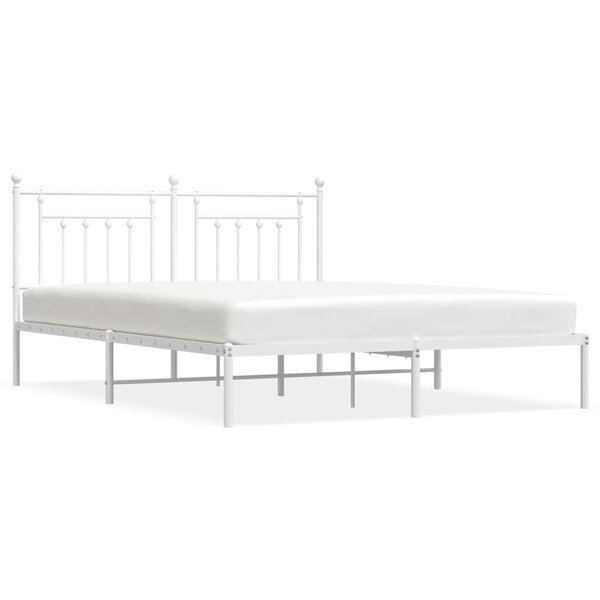 vidaXL Cadre de lit métal sans matelas et tête de lit blanc 183x213 cm