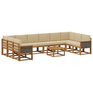 vidaXL Ensemble de canapés d'extérieur 11 pc Naturel et Beige