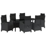 vidaXL Set de jardin 7 pièces en rotin poly noir