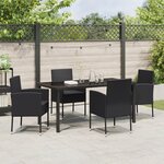 vidaXL Ensemble de Salle à Manger de Jardin 5 Pièces avec Coussins Noir Poly Rattan