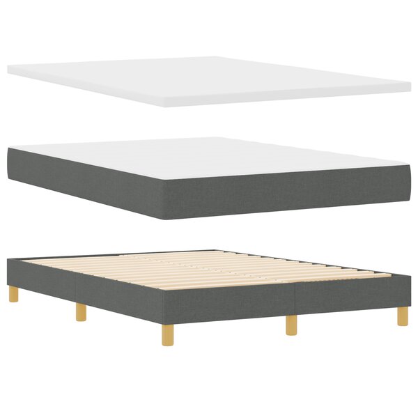 vidaXL Lit à ressorts avec matelas gris foncé  140 x 190 cm  en tissu