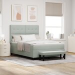 vidaXL Lit avec sommier avec matelas & banc Gris clair 160x200 cm Velours