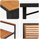 VidaXL Ensemble Salle à Manger Jardin 7 Pièces Noir Poly Rotin Acacia