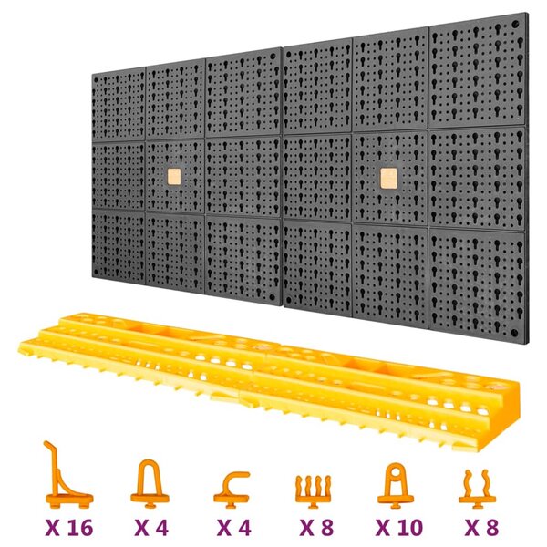 vidaXL Panneau porte-outils 500x1000 mm 50 crochets PP