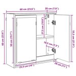 vidaXL Armoire Miroir de Salle de Bain Gris béton 60 x 20 x 60 cm
