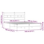 vidaXL Cadre de lit sans matelas chêne marron 140x190 cm