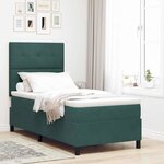 vidaXL Lit à ressort LED avec matelas Vert foncé 90 x 190 cm Velours
