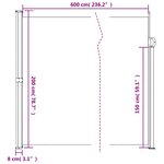 vidaXL Auvent latéral rétractable crème 200x600 cm