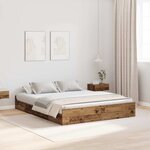 vidaXL Cadre de lit avec rangement Bois ancien 150 x 200 cm