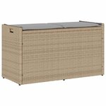 vidaXL Banc de rangement extérieur coussin beige 100 cm résine tressée