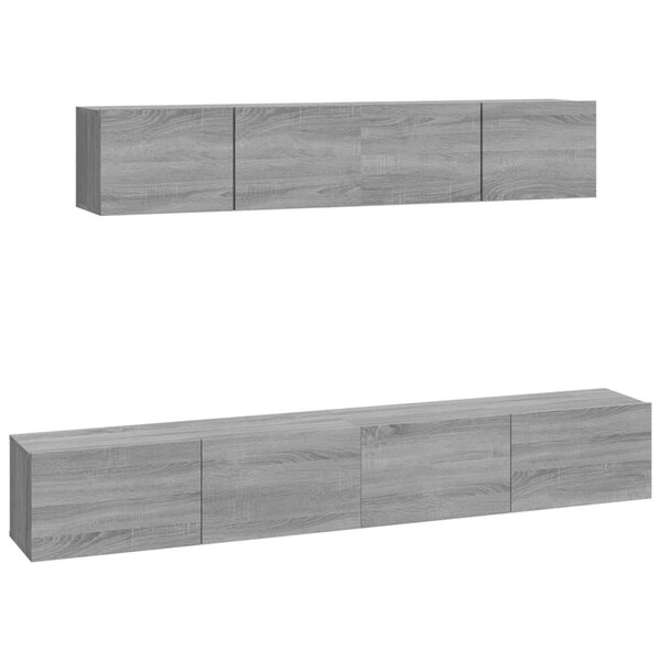 vidaXL Ensemble de meubles TV 4 Pièces Sonoma gris Bois d'ingénierie