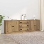 vidaXL Buffets avec tiroir 3 Pièces Bois Ancien 210 x 35 5 x 67 5 cm