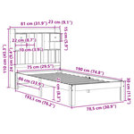 vidaXL Lit bibliothèque sans matelas blanc 75x190cm bois de pin massif