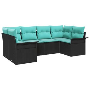 vidaXL Ensemble de canapé de jardin 6 Pièces Noir Poly rotin