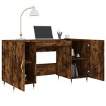 Bureau table poste de travail meuble d'ordinateur informatique étude chêne fumé 140 x 50 x 75 cm bois d'ingénierie brun 02_0023579