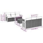 vidaXL Salon de jardin avec coussins 7 Pièces gris résine tressée