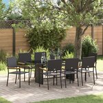 Ensemble de salle à manger de jardin de 9 pièces vidaXL en poly rattan noir
