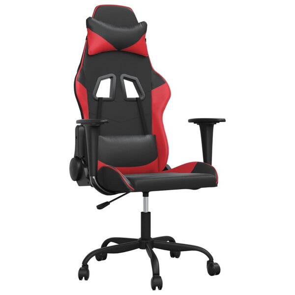 vidaXL Chaise de jeu de massage Noir et rouge Similicuir