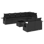vidaXL Salon de jardin 9 Pièces avec coussins noir résine tressée