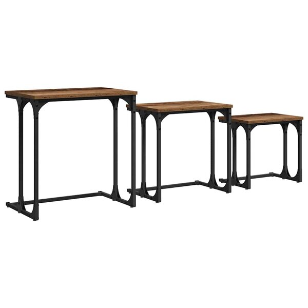 vidaXL Table basse gigogne 3 Pièces Bois ancien 50.5 x 35 x 53 cm