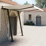 vidaXL Auvent manuel rétractable avec LED 3x2 5 m Crème