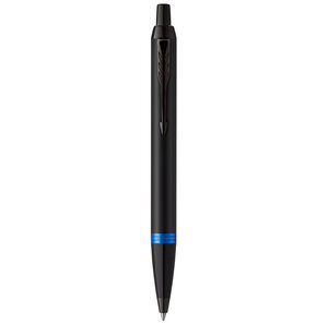 Stylo bille Parker IM Vibrant Rings  Satin noir laqué  attributs bleu océan  recharge d’encre bleue pointe moyenne  Coffret cadeau