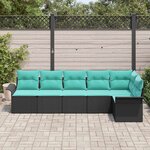 vidaXL Ensemble de canapé de jardin avec stockage 6 Pièces Noir polyrotin
