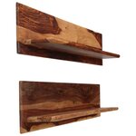 vidaXL Étagères murales 2 Pièces 118 x 26 x 20 cm Bois de Sesham massif