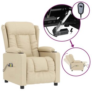 vidaXL Fauteuil électrique de massage Crème Tissu
