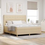 vidaXL Lit à ressorts avec bandes LED Crème 180 x 200 cm tissu