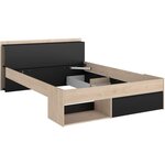 Lit adulte COMBO 160 x 200 cm - chêne et noir - 3 Tiroirs