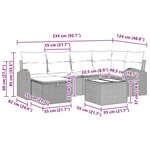 vidaXL Ensemble de canapé de jardin avec coussin 7 Pièces Noir et crème